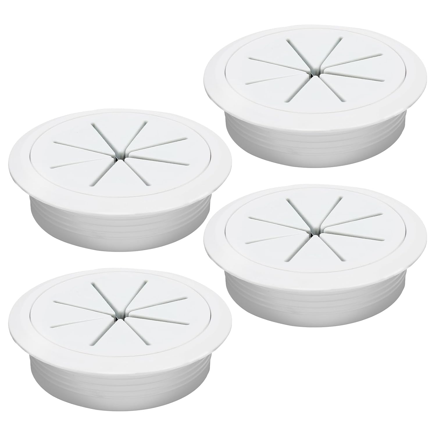 Desk Grommet 2-3/8" (60 mm), Desk Hole Cover for Cables White, Cable Grommet ABS Plastic, Desk Hole Grommet for Office and Home Table Cable, Detachable & Flexible Cable Cord Organizer-4 Pcs