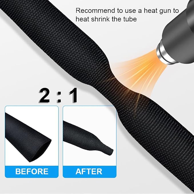 20 FT 3/4 inch 2:1 Heat Shrinkable Braided Sleeving Heat Shrink Sleeve Abrasion - Image 3