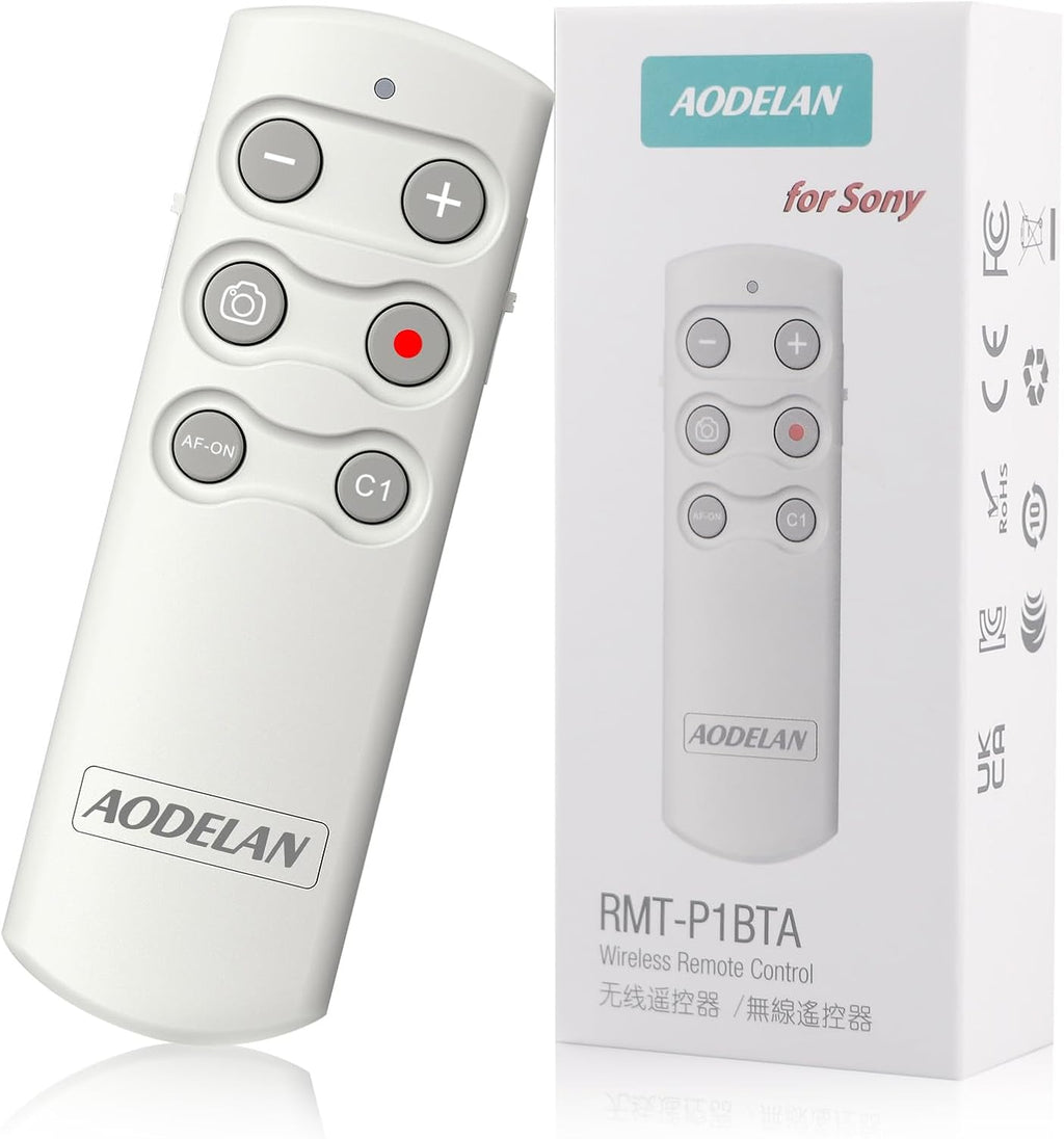 AODELAN Camera Wireless Shutter Release Remote Control for Sony ZV-E10, FX3, ZV-1, A7SM3, A7C, A7RIV, Alpha 9,7R IV,7R III, 7 III, RX0 II, RX100 M7,6600, 6400, 6100, 9 II; Replces Sony RMT-P1BT
