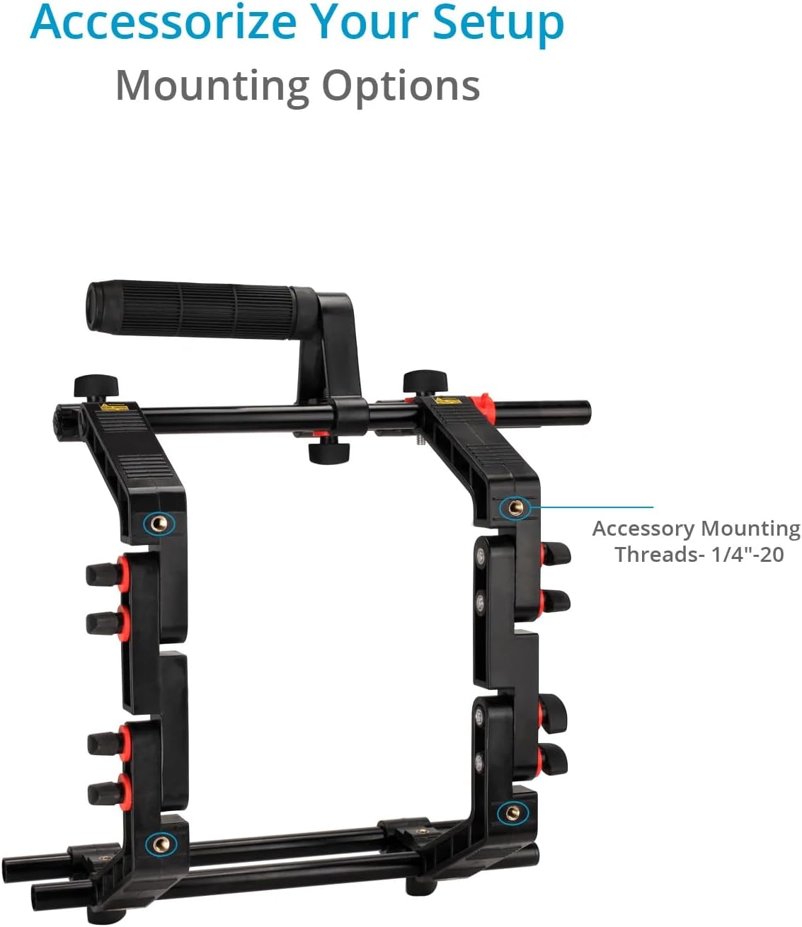 Shoulder Rig Kit w Matte Box & Follow Focus for DSLR Cameras. Ergonomic & Stable, 6” to 9” Convertible Size. Adjustable Handles, ¼” Threads. Comfy Shoulder Pad, Quick Release Plate (FC-03)
