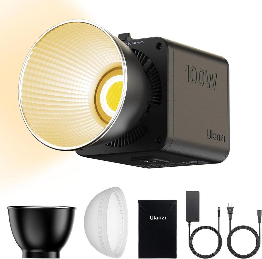 ULANZI 100W Bi-color Portable LED Video Light w DC Power Adapter, 111Wh Build-in Battery Metal Mini Adjustable Color Temperature COB Continuous Output Lighting Handheld Spotlight 2700K-6500K for Video