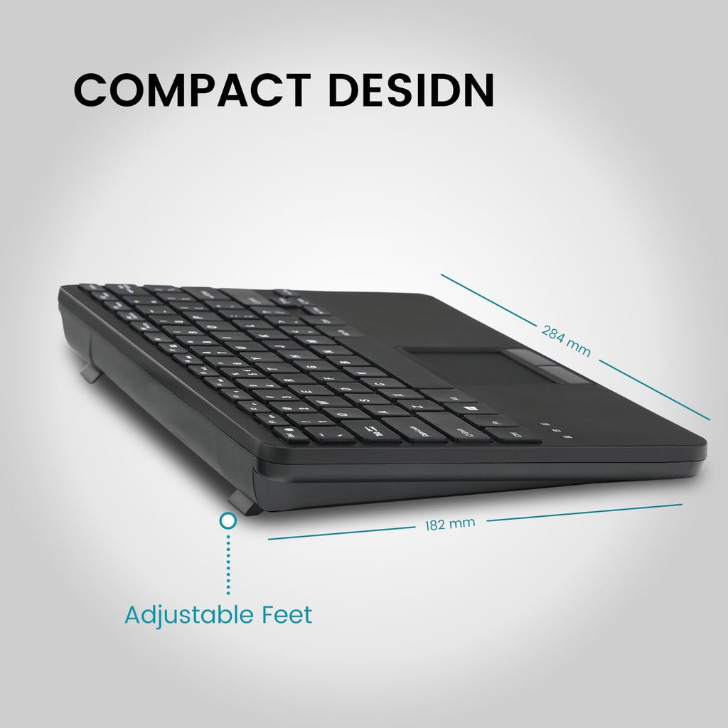 Perixx PERIBOARD-725 Wireless Keyboard with Touchpad - Multi-Device Connection with 2.4G and Bluetooth - Silent Scissor Keys - 11.18x7.17x1.1 Inches Dimension - US English