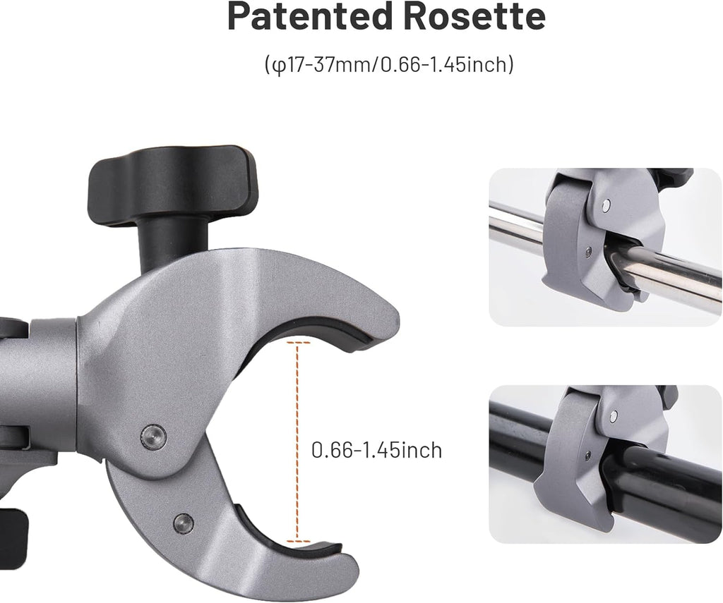 PGYTECH CapLock Super Clamp Mount, Aluminum Alloy Bracket for Insta360 Ace Pro2/X5/X4/X3, Crab Heavy Duty Clamp with 1/4" Screw for Gopro 13/12/11/Osmo Action 5 Pro/4/3/Pocket Action Camera