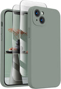 FireNova Designed for iPhone 14 Case, Silicone Upgraded [Camera Protection] Phone Case with [2 Screen Protectors], Soft Anti-Scratch Microfiber Lining Inside, 6.1 inch, Calke Green