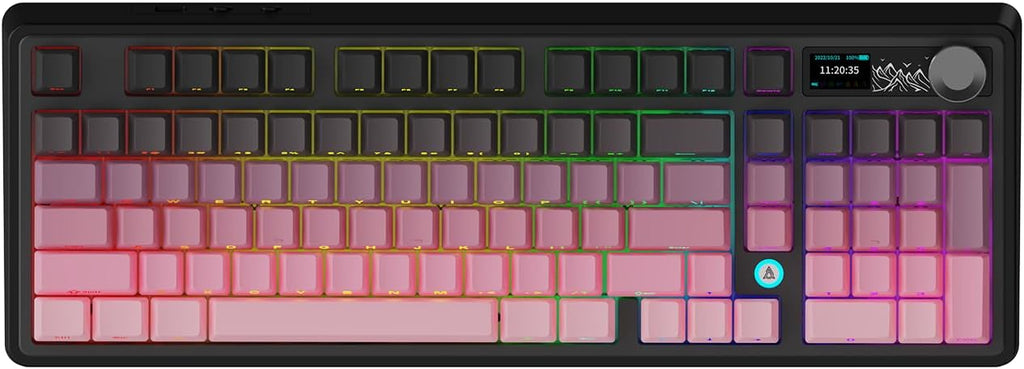 NACODEX Ajazz AK980 Pink Gaming Machanical Keyboard Gift Switch Full Size RGB Gasket Mount 8000mAh Triple Modes Custom Keyboard with Five Layer Pad | Knob Control