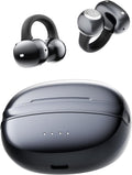 A50 Clip on Earbuds, Bluetooth 6.0 Wireless Open Ear Headphones w/5.3g Weightless Comfort,48H Playtime,3D Soundstage,Clear Call Mics,IPX5,Multipoint Connection,Fit for Workout Running Black