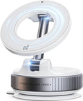 Vacuum Suction Magnetic Phone Holder, 2025 Upgraded Vacuum Suction Cup Mount for Magsafe, 360° Adjustable Foldable Portable Magnetic Car Phone Stand for Cars/Gyms/Mirrors/Smooth Surface (White)