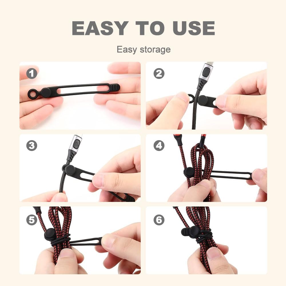 30pcs Data Cable Organizer, 2025 New Silicone Cable Ties Cable Management Organizer, 106mm Reusable Cord Organizer, Colorful Wire Organizers for Cords (30)