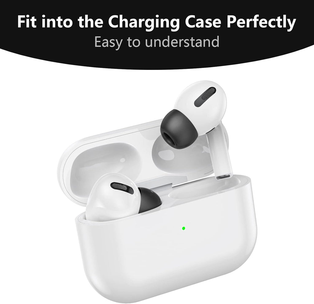 Lanwow Premium Memory Foam Tips for AirPods Pro & AirPods Pro 2nd Generation. No Silicone Eartips Pain. Anti-Slip Eartips. Fit in The Charging Case, 3 Pairs (Large, Black)