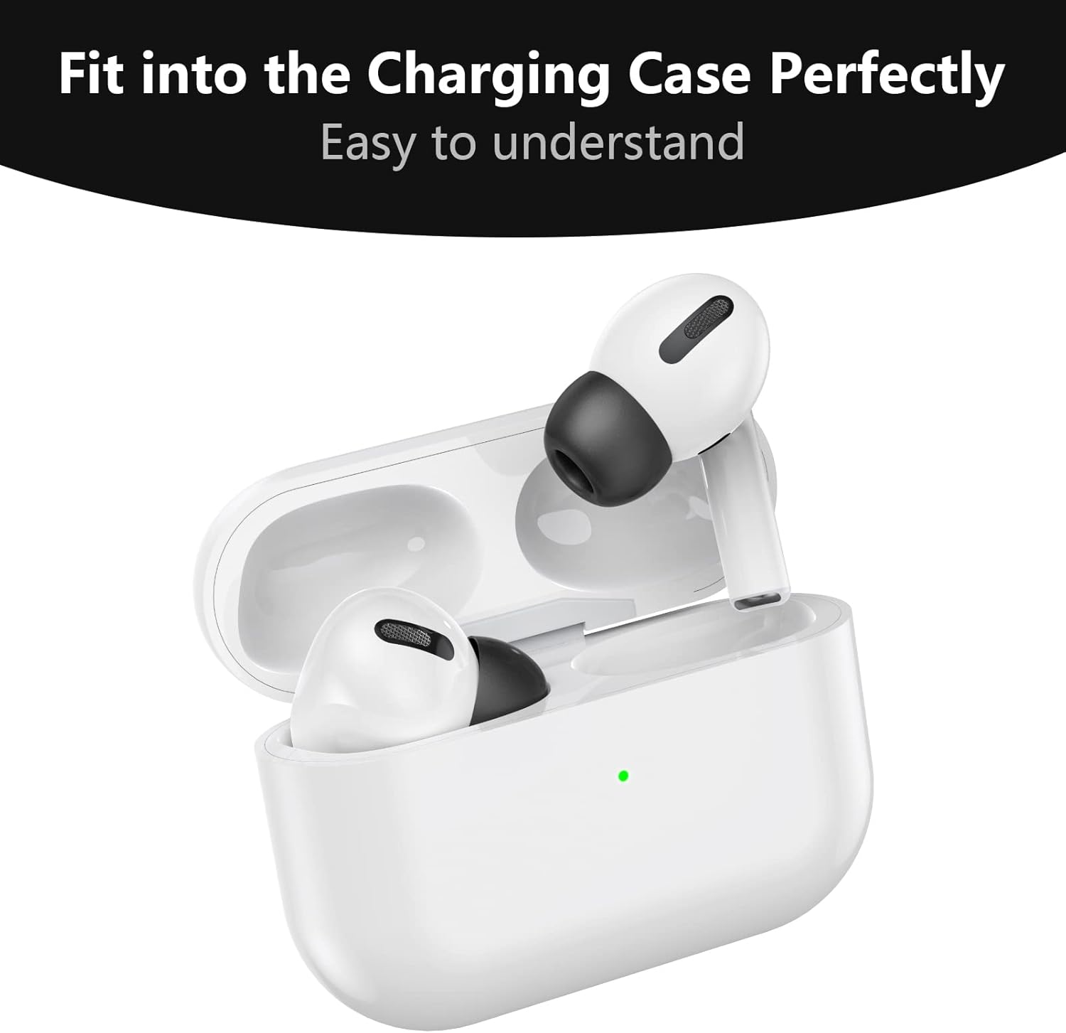Lanwow Premium Memory Foam Tips for AirPods Pro & AirPods Pro 2nd Generation. No Silicone Eartips Pain. Anti-Slip Eartips. Fit in The Charging Case, Extra Small 3 Pairs (XS, Black)