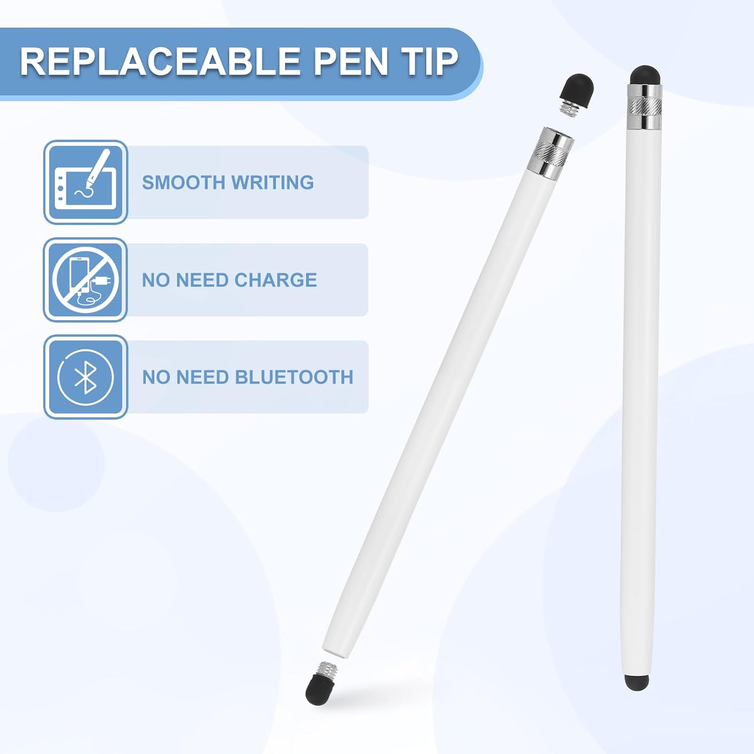 PATIKIL 5 Pcs Stylus Pens for Touch Screens, 2 in 1 High Sensitivity Universal Pen Capacitive Stylus for Phone Tablets Laptop Touch Screen Devices, White