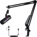 COMICA EJoy D10(A) USB Gaming Microphone – Boom Arm Mic with Noise Cancellation, XLR/USB-C, Real-Time Monitoring, Muting, RGB Professional Studio Mic for Gaming, Streaming, Podcast, Recording (Black)