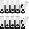 JUANWE 16GB USB Flash Drives 10 Pack, Bulk Thumb Drives USB 2.0 Foldable 360°Swivel USB Storage Flash Drive Memory Sticks, Jump Drive Mutipack Pen Drive Zip Drive Flashdrive for PC/Tablet, Black