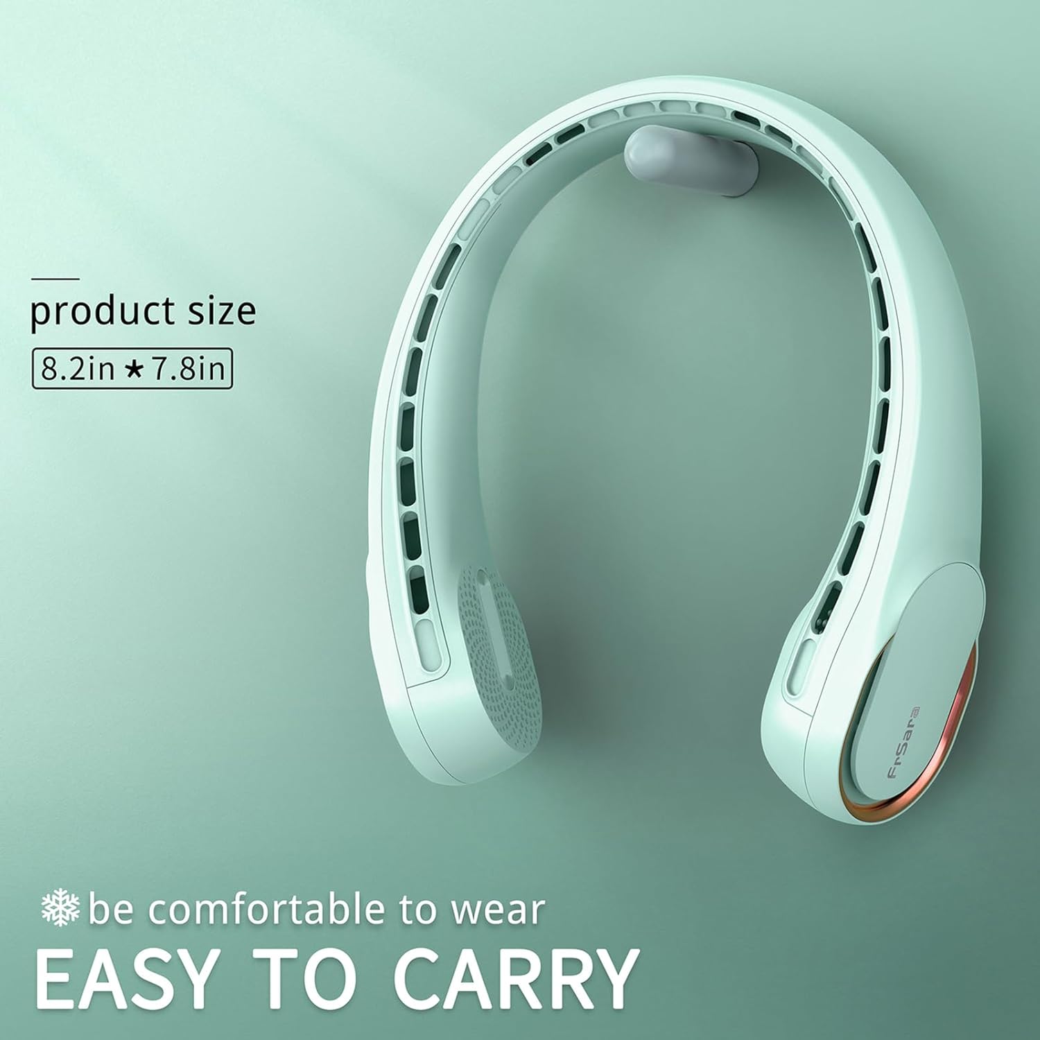 FrSara Neck Fan,Personal Fans for Your Neck, Adjustable, 360° Cooling, Super Quiet, No Blade Fan Design, No Hair Twisting, Even Air Volume On Both Sides, Non-Slip, Short Charging, Long Use Time