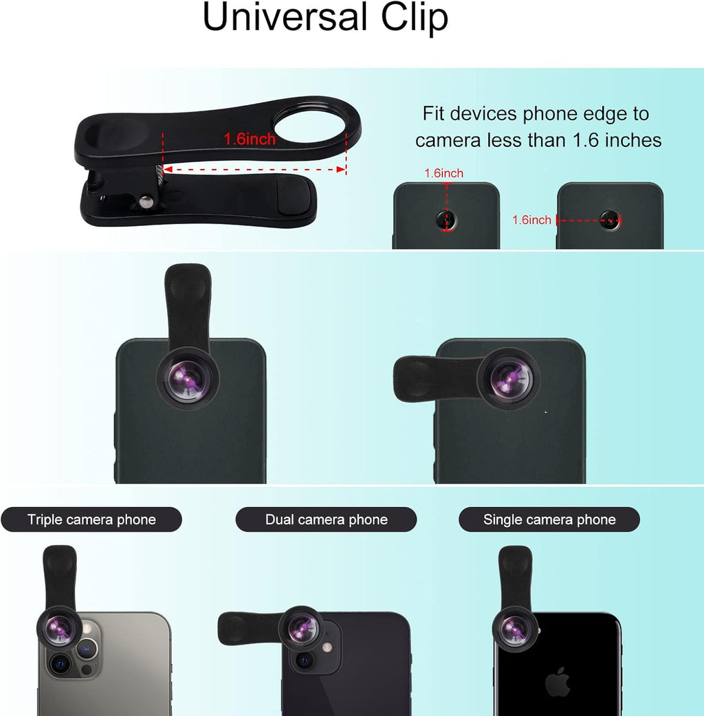 Cell Phone Camera Lens Kit,11 in 1 Super Wide Angle+ Macro+ Fisheye Lens +Telephoto+ CPL+3/6 Kaleidoscope+Starburst/Radial/Soft/Flow Filter Lens Compatible for iPhone X/8/7/6s/6 Plus, Samsung,Android