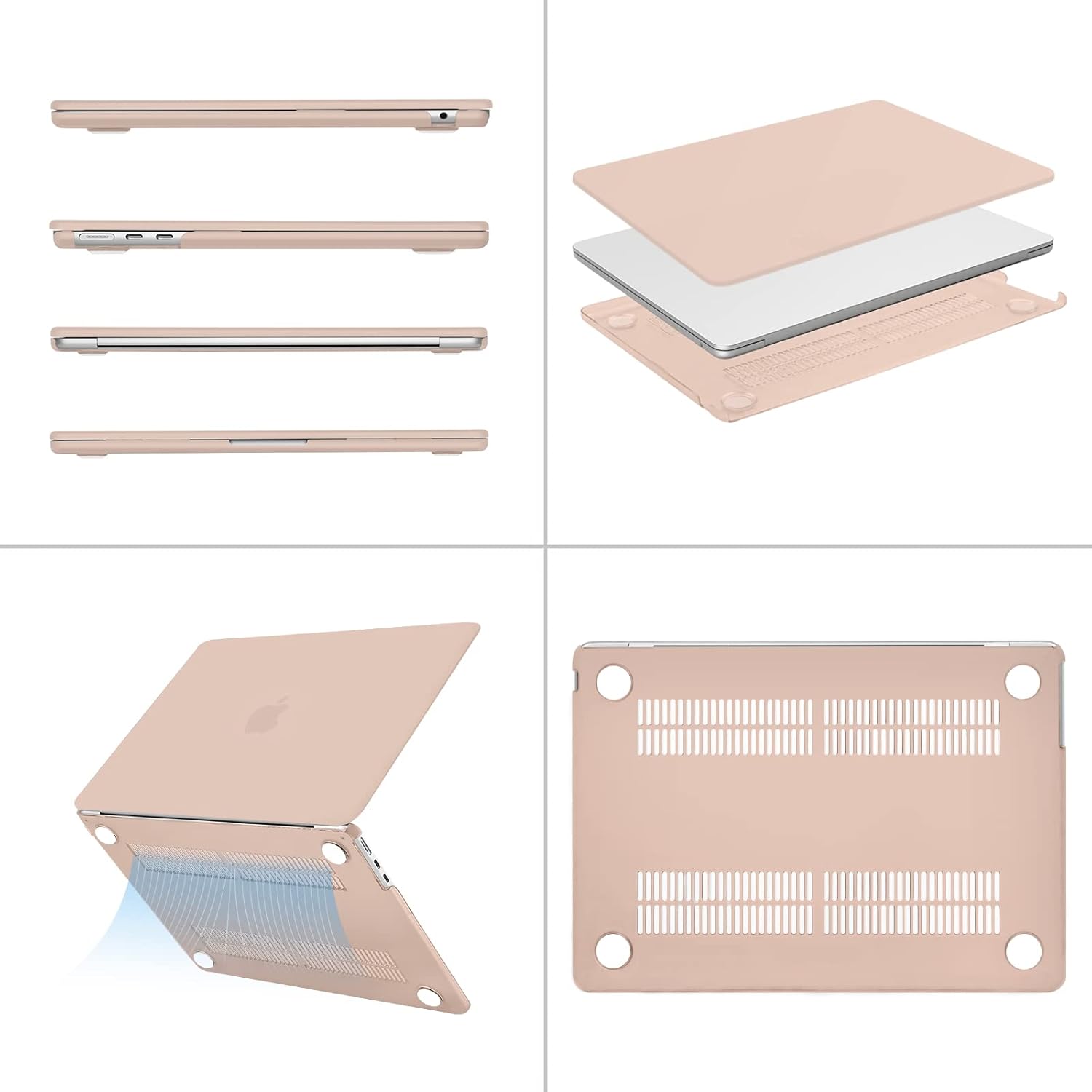 MOSISO Compatible with MacBook Air 13 inch Case 2025 2024 2023 2022 M4 A3240 M3 A3113 M2 A2681, Plastic Hard Shell&Keyboard Cover&Screen Film&Type C for MacBook Air 13.6 inch Case, Camel