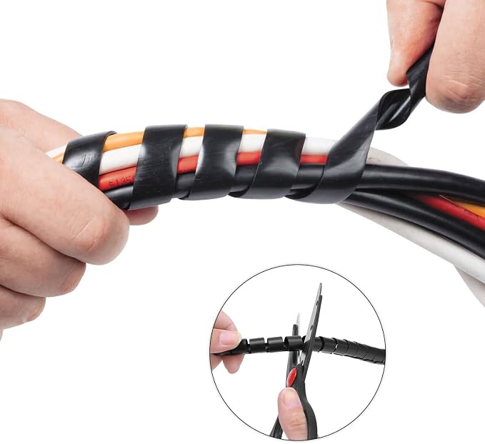 Spiral Cable Wrap - 45 Ft 1/4" Spiral Wire Wrap Cord Covers Bundle Sleeve Hose - Image 3
