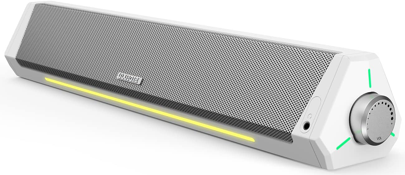 Bluedee Computer Speakers, Bluetooth Computer Soundbar, HiFi Stereo, 3.5mm Aux-in Connection, USB Powered Computer Speakers for Desktop Monitor, PC, Laptop, Tablets