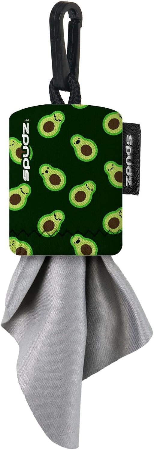 SPUDZ Ultra Microfiber Lens Cleaner – Closable Pouch, Clip-On, Washable – for Optics, Scopes, Glasses | Avocado, 6 x 6 Inch