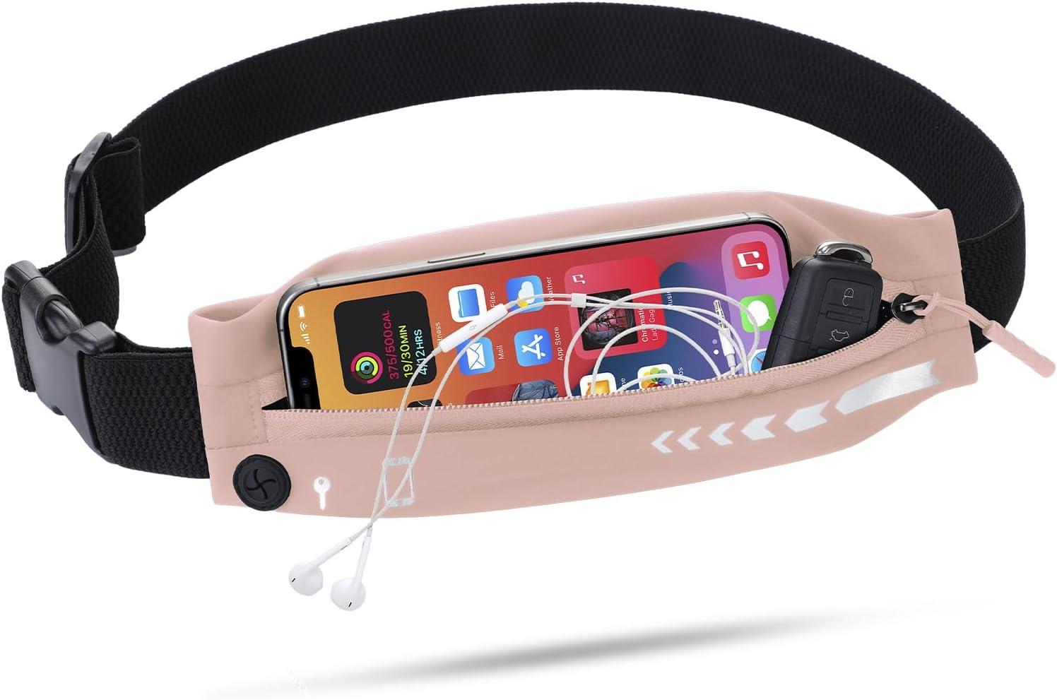 USHAKE Slim Running Belt for Women Men-Runners Phone Holder Fanny Pack, Adjustable, Bounce Free Waist Pouch bag for Workout, Money Belt, Run Gear Accessories Pink