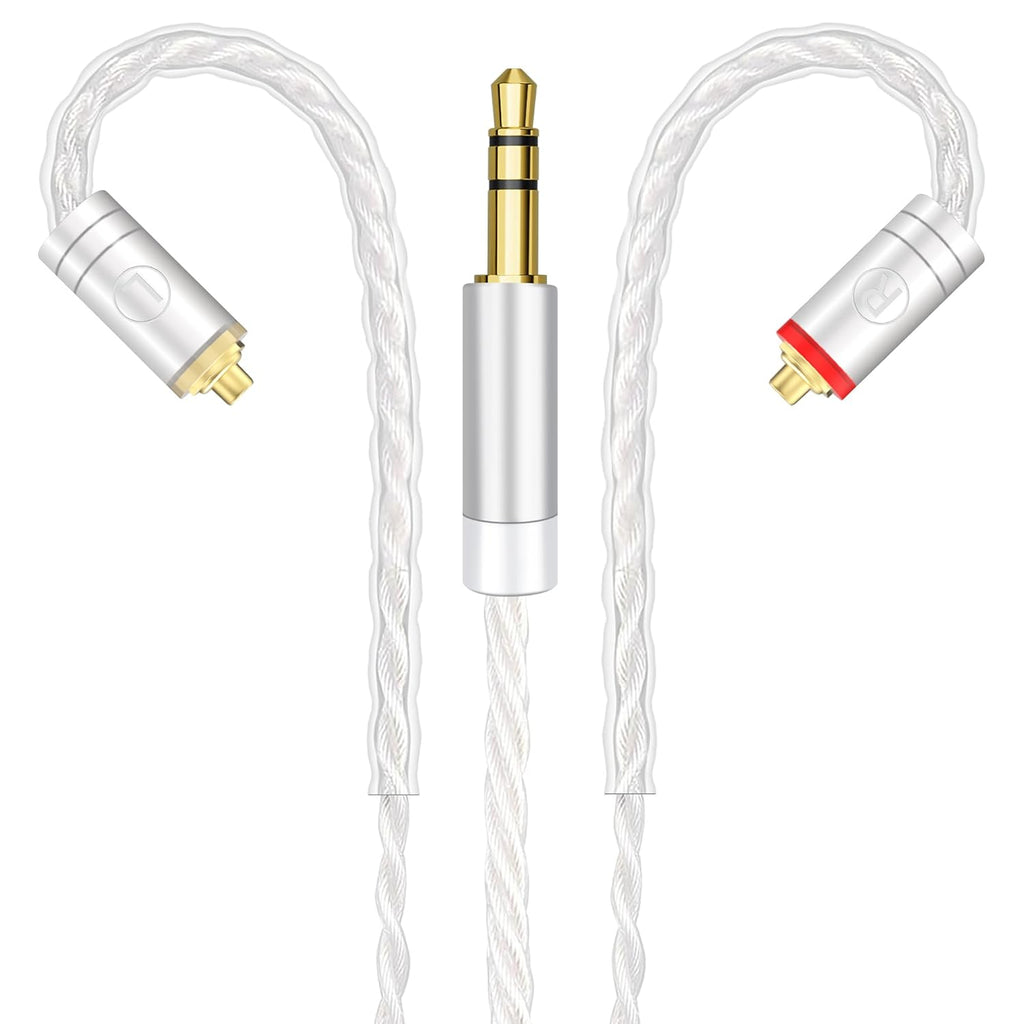 Premium HiFi IEM Cable - Silver-Plated 3.5mm to MMCX Cord, Lossless-Sound in-Ear Monitor Cables for Vibes 201/202, Shure SE215/315/425/535/846-Silver (HC001)