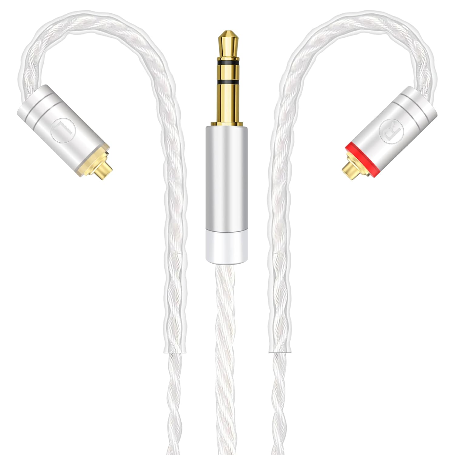 Premium HiFi IEM Cable - Silver-Plated 3.5mm to MMCX Cord, Lossless-Sound in-Ear Monitor Cables for Vibes 201/202, Shure SE215/315/425/535/846-Silver (HC001)