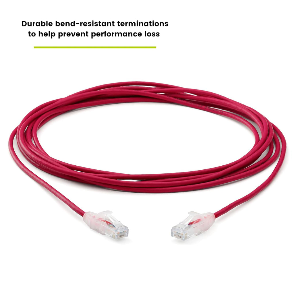 TRUECABLE Cat6 Component Rated Patch Cable, Unshielded (U/UTP), 14ft, Red, 28AWG Solid Copper, Snagless 10G High-Speed Ethernet Cable, PoE++ 4PPoE 100W, UL Listed, RoHS-3, 5 Pack