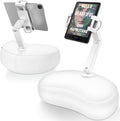 AboveTEK Tablet Pillow Stand for Bed, Hands-Free 360° Adjustable iPad Pillow Holder for Lap Reading w/Soft Bean Bag, Ideal Gift for Mom, Fits 4.7" to 12.9" Tablet, Phone, Kindle, White