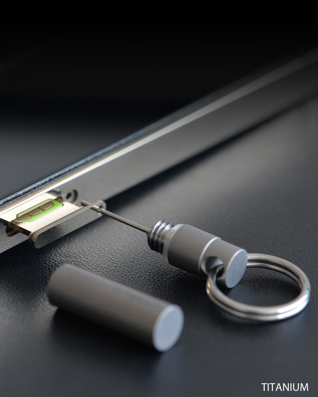 Titanium SIM Card Removal Tool with Keyring, Sim Card Tray Remover Eject Pin Key Tool for iPhone iPad Samsung Galaxy Smart Phone/Tablet and More，Gray