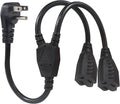 Power Cord Extension Y Splitter - 1 to 2 Way Outlet Adapter NEMA 5-15P 90-Degree Flat Plug to 2 X NEMA 5-15R with SJT 16AWG 3-Prong Cable Wire Extender Space Saver for Kitchen Home Office