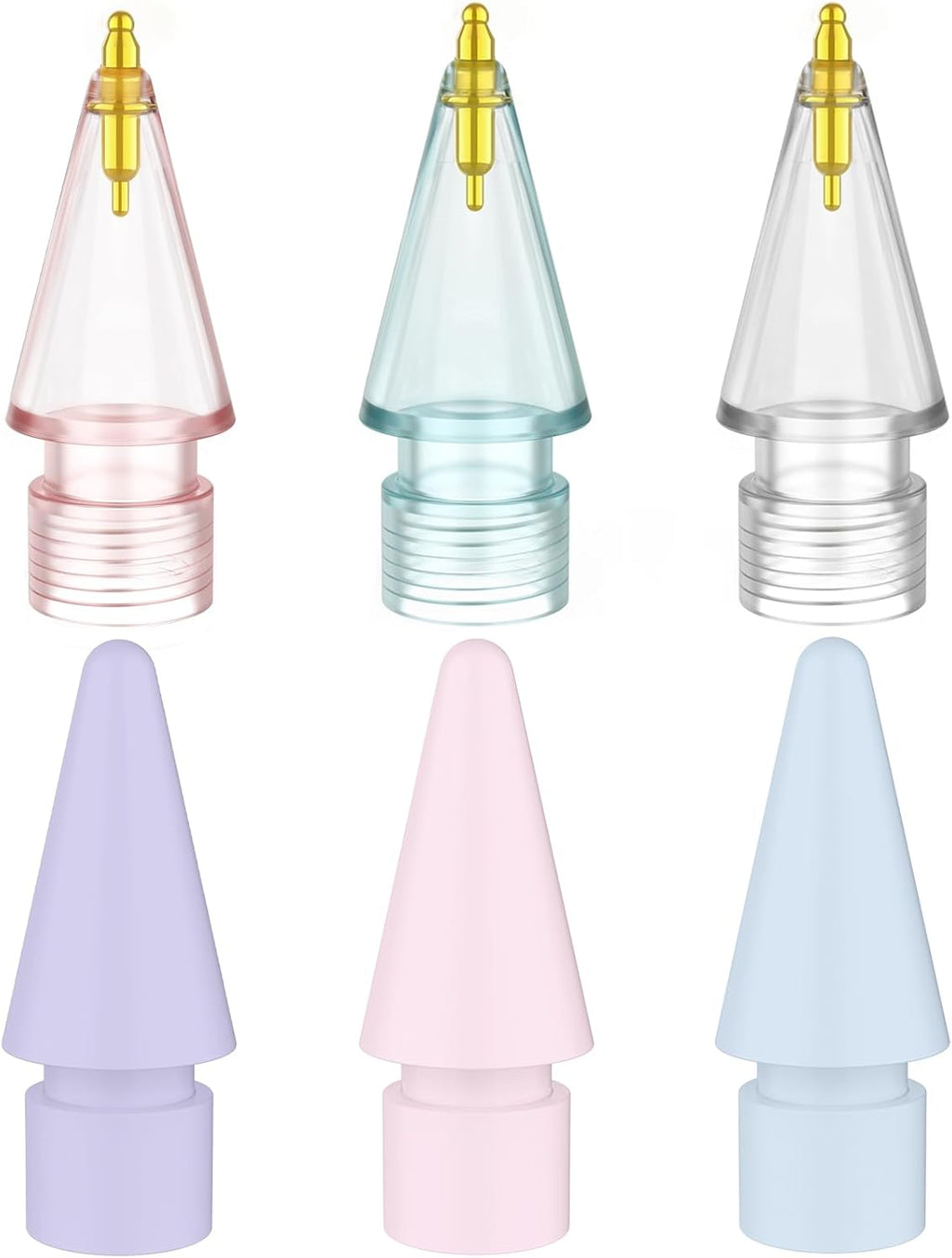 6 Pack Fine Point Replacement Tips Compatible with Apple Pencil 2nd Generation, Apple Pencil 1st Generation & Apple Pencil USB-C Colorful Nibs (Original/Clear/Clear Pink/Clear Blue)