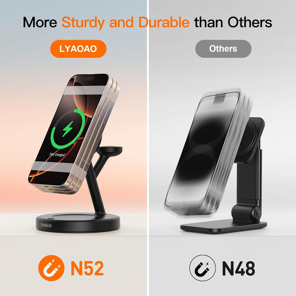 2025 3 in 1 Charging Station for Apple iPhone AirPods Watch with Mag-Safe Charger Wireless Charger Stand for iPhone 16 15 14 13 12 Series AirPods iWatch Series - Gifts for Wife & Husband