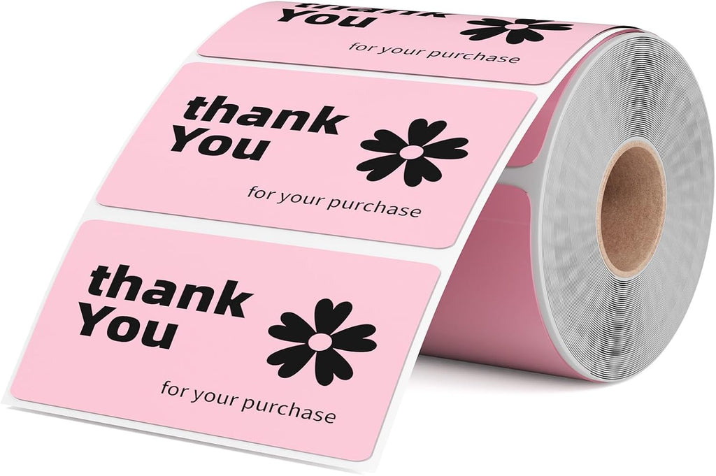 2.25x1.25 Inch Thermal Labels Pink, Holographic Sliver Barcode Thermal Labels for Thermal Printer and Small Business, Multi-Purpose Rectangle Stickers, 500 Sheets/Roll