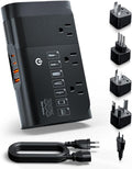 DOACE 500W Pure Sine Wave Voltage Converter, 220V to 110V European Travel Plug Adapter Converter, International Travel Transformer for US to Most Europe，UK, AU, EU, IT with 3 US Outlets & 4 USB, BLACK