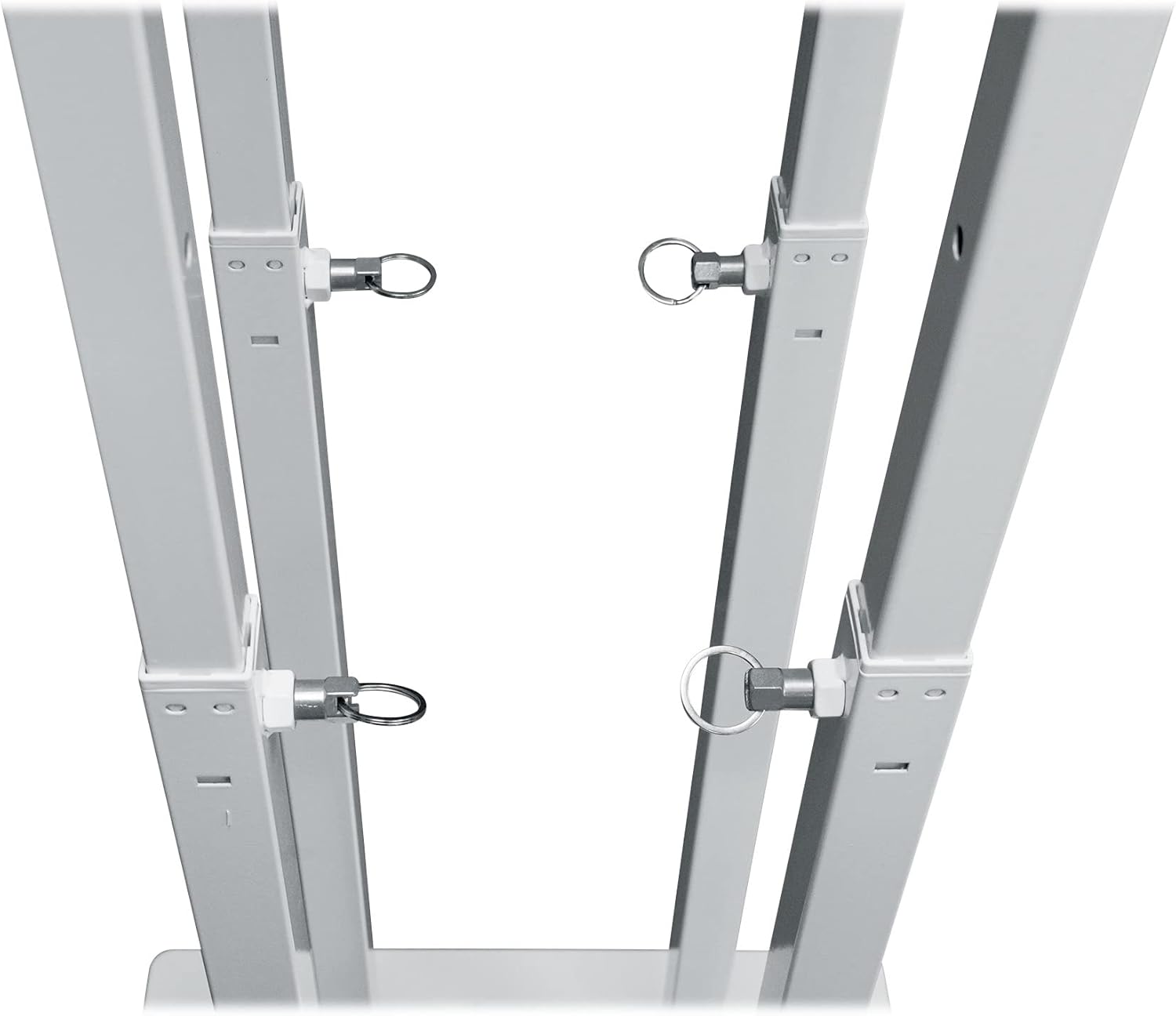 Rockville RTP33-TV Pro White Totem Stand 220 lbs DJ Speaker/Lighting/TV Mount, Detachable TV Mount, Adjustable 39-69 inch Height, Black/White Scrims, for DJs and Event Planners