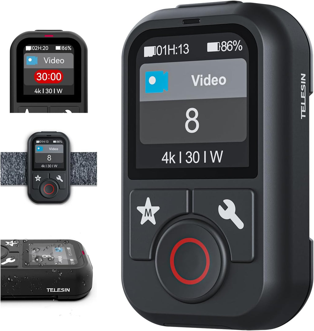 TELESIN T13 Waterproof Wireless Remote Control for GoPro | Color LCD Dispaly, Smart Controller with Wrist Strap Compatible with Go Pro 13 12 11 10 9 8 Black Max Mini Action Camera Accessories