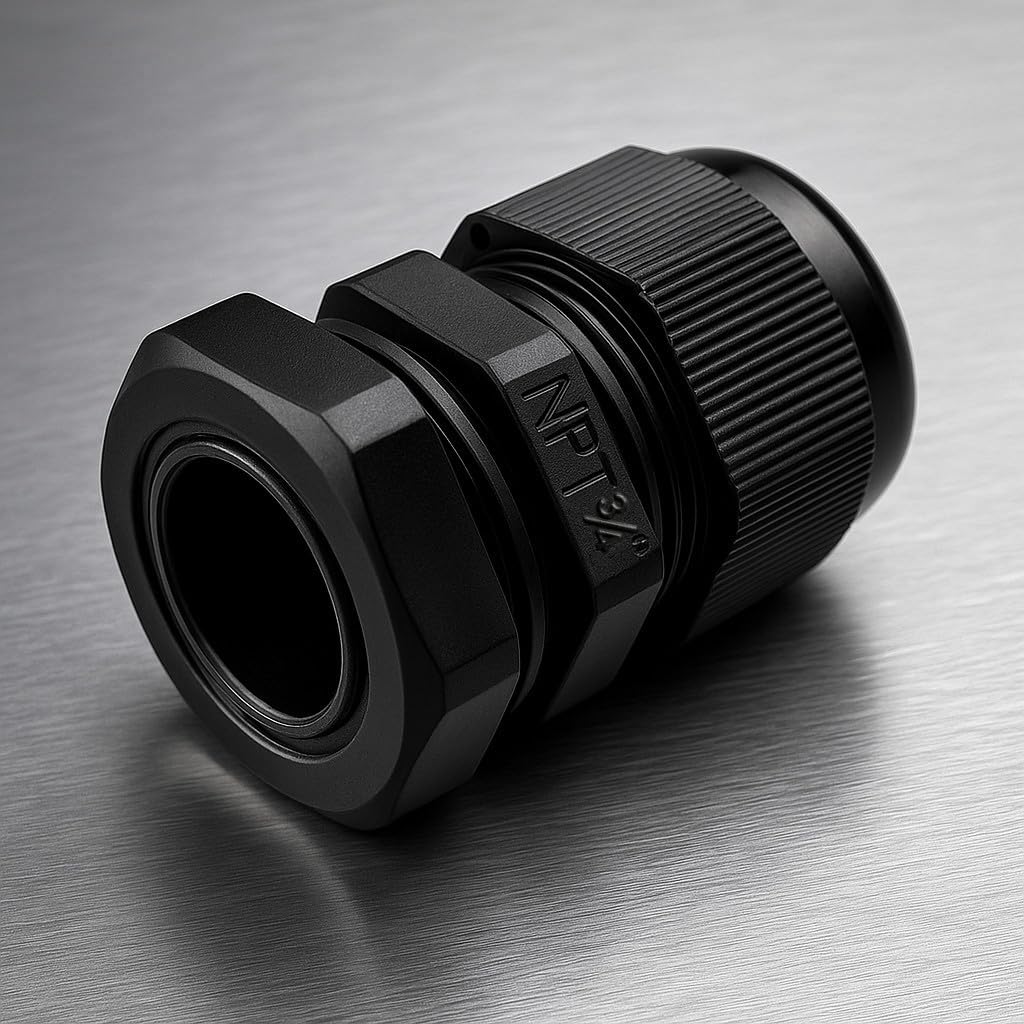 MGI SpeedWare 3/4" NPT Strain Relief Nylon Cord Grip Cable Glands, Black Plastic Grommet 100-Pack