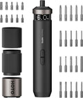 HOTO PixelDrive Electric Screwdriver, Smart Display, 6 Torque Settings, 0.5 to 6 N·m, 1/4'' Hex 30 Bits, LED Light, 2000 mAh Rechargeable Cordless Screwdriver Set for Electronics, Home Repair