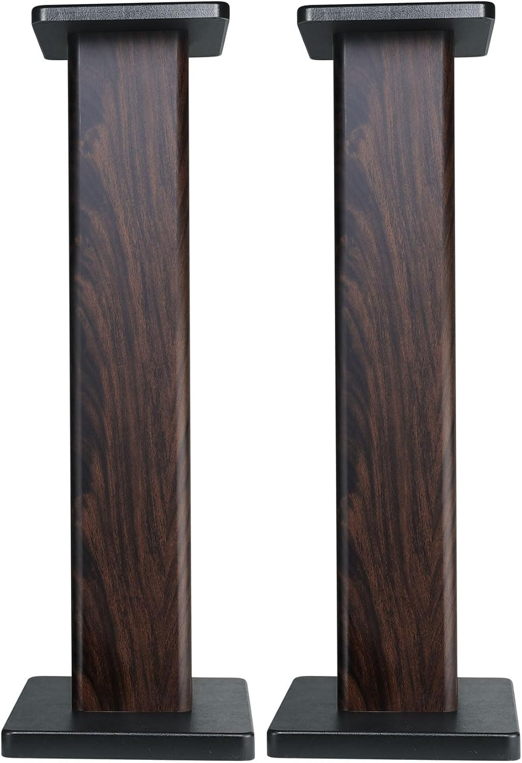Rockville Pair RHT28D 28" Bookshelf Speaker Stands, Dark Wood Grain, 60 lbs Capacity, Sand-Fillable Design, Dual Platform Sizes, Anti-Slip Pads, for Home Theater and Studio Monitors