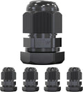 MGI SpeedWare 1/4" NPT Strain Relief Nylon Cord Grip Cable Glands, Black Plastic Grommet 5-Pack