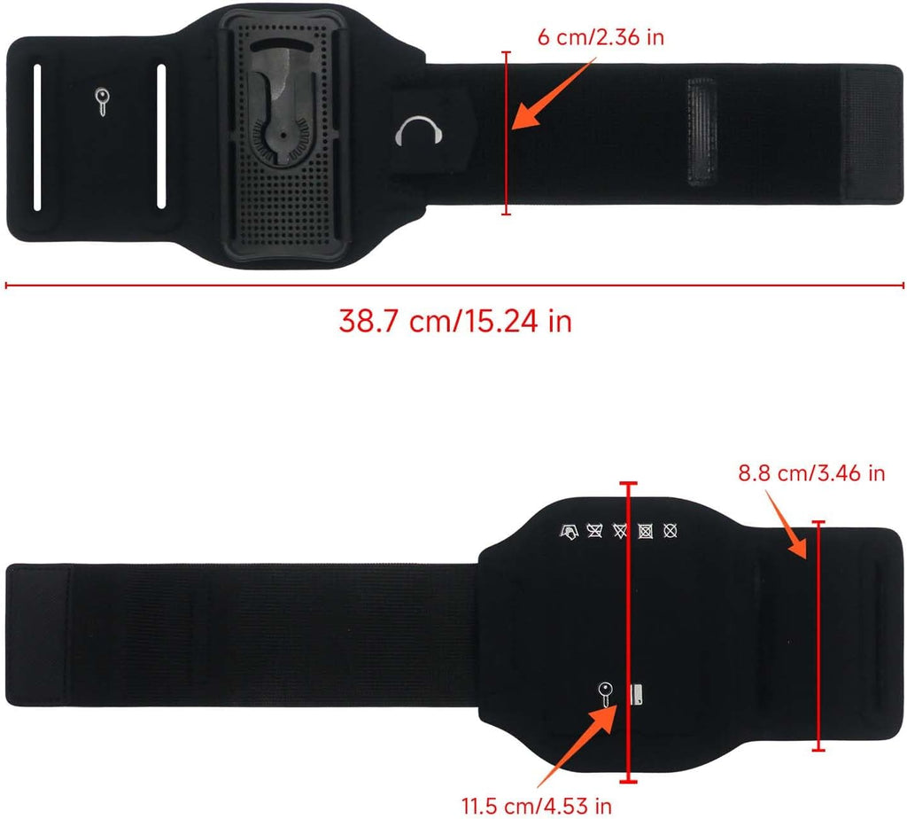 Wristband Phone Holder for Running, 360°Rotation & Detachable Sports Armband with Key Holder for iPhone 16/15/14/13/12/Pro/Pro Max/XS/XR/X/8/7/6/Plus, Fits 4.5-7 Inch Smartphones (Orange)