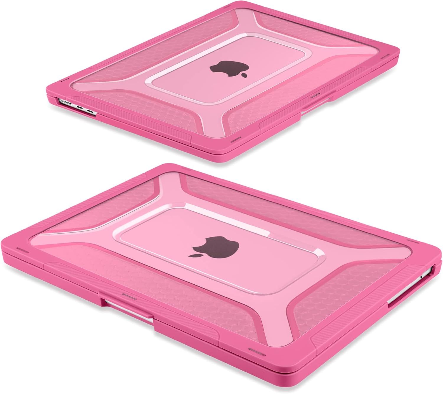 Batianda Case for New MacBook Air 13 inch 2025 M4 Chip 2024 2022 Release A3240 A3113 A2681 Model,Honeycomb Heavy Duty Protective Hard Shell with TPU Bumper Fold Kickstand & Keyboard Cover, Rose