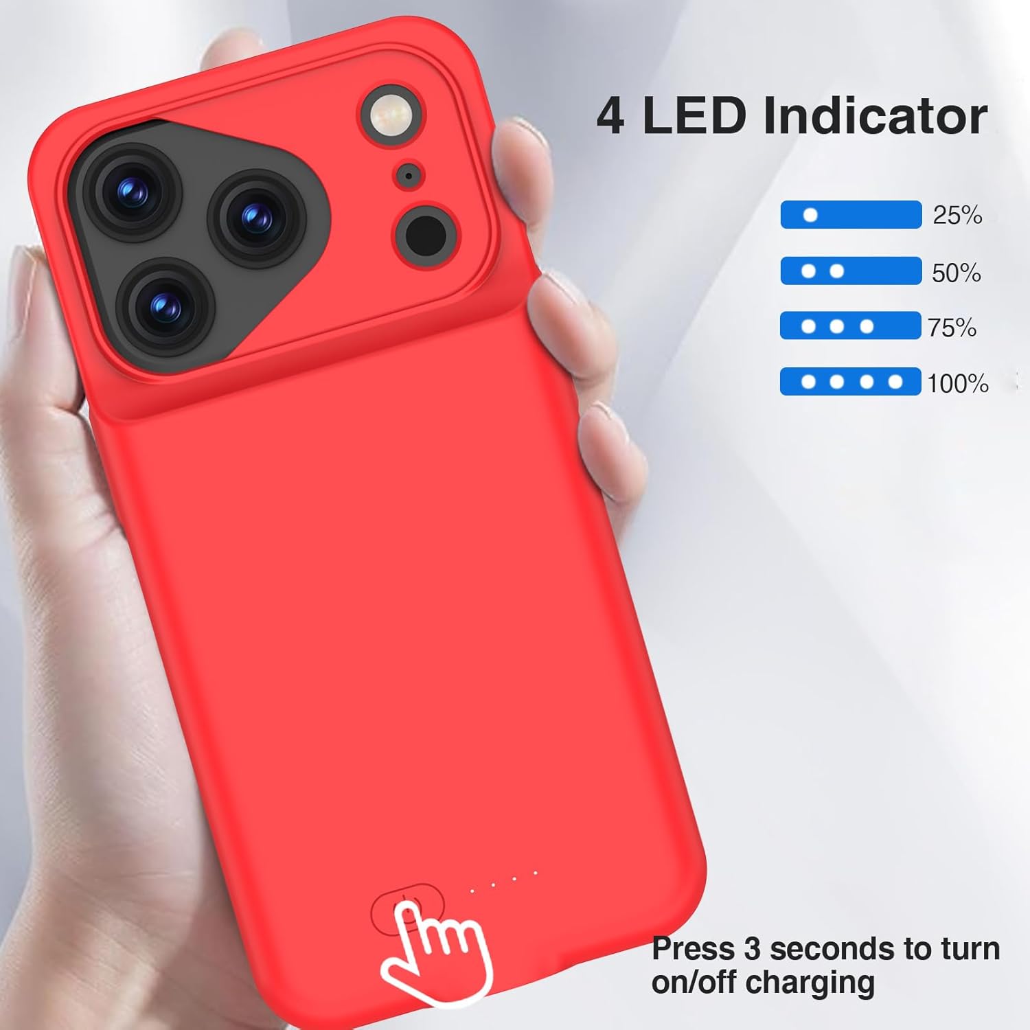 GIN FOXI Battery Case for iPhone 17 Pro, Charging Case Charger 8500mAh Ultra-Slim Lightweight Powerful Battery Pack 15W Fast Rechargeable Anti-Fall TPU Juice Box for iPhone 17 Pro (6.3") Red