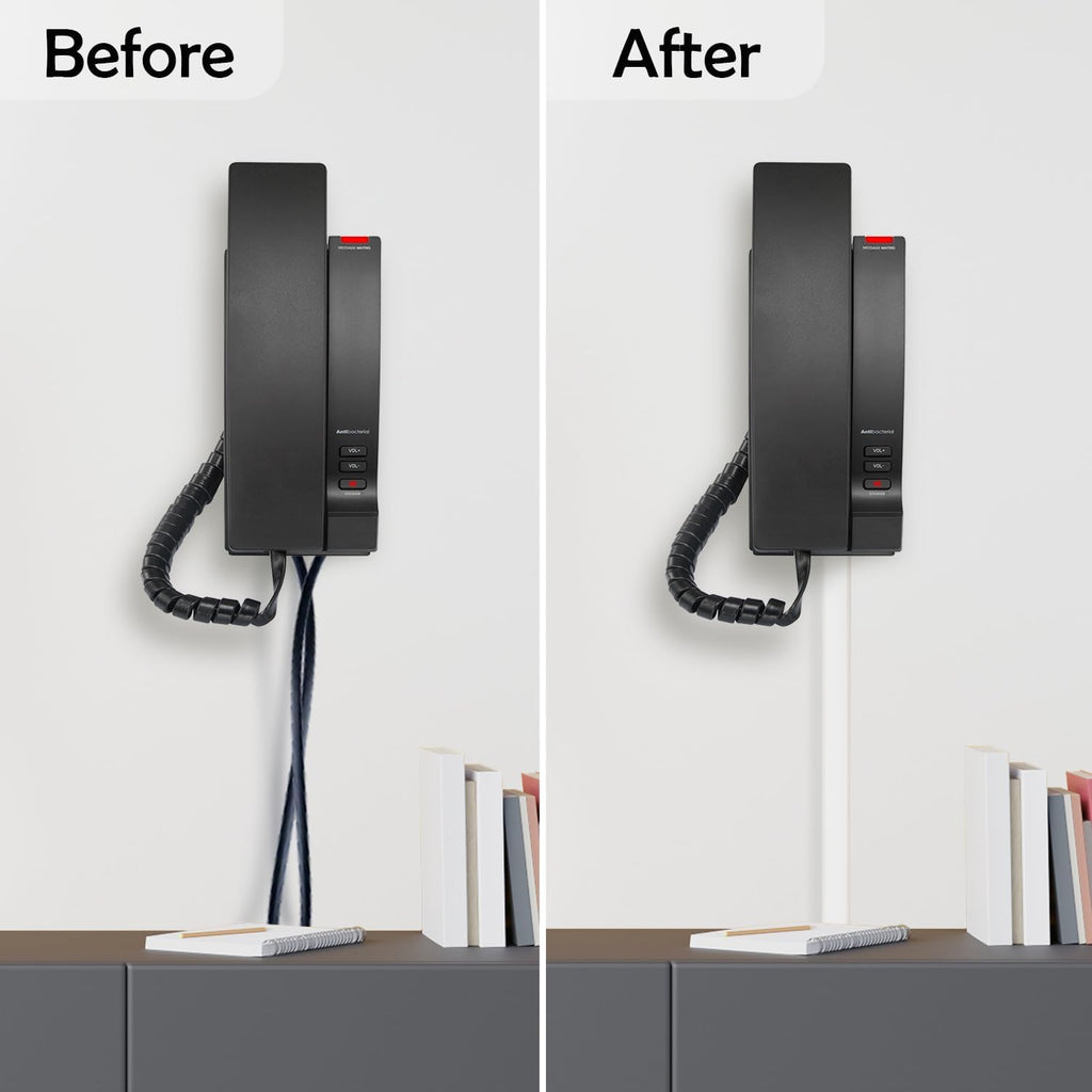 Rubber Bond TV Cord Hider Cable Protector - Strong Self Adhesive Wall Cord Cover Cable Hider - Low Profile Cable Management Wall Cord Concealer Cable Raceway (White, 10 Feet)