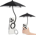 Magnetic Umbrella Phone Stand for Sun Protection,Adjustable Sun Shade Shield for iPhone 16/15/14/13/12 Pro Max,Samsung & Google,Detachable Ring Stand,Heat-Resistant Design,Car Mount Compatible, Black