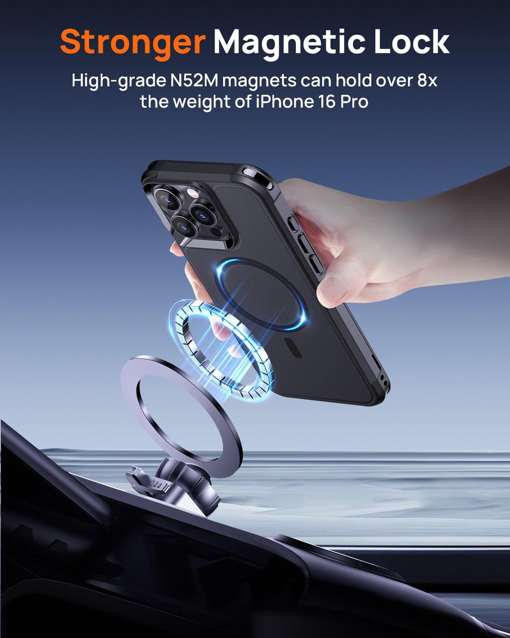 Lanhiem Magnetic for iPhone 16 Pro Case, with [2 Pcs Privacy Screen Protector] [Compatible with MagSafe] Shockproof Heavy Duty Military Grade Protective Phone Case Cover for iPhone 16 Pro (Black)