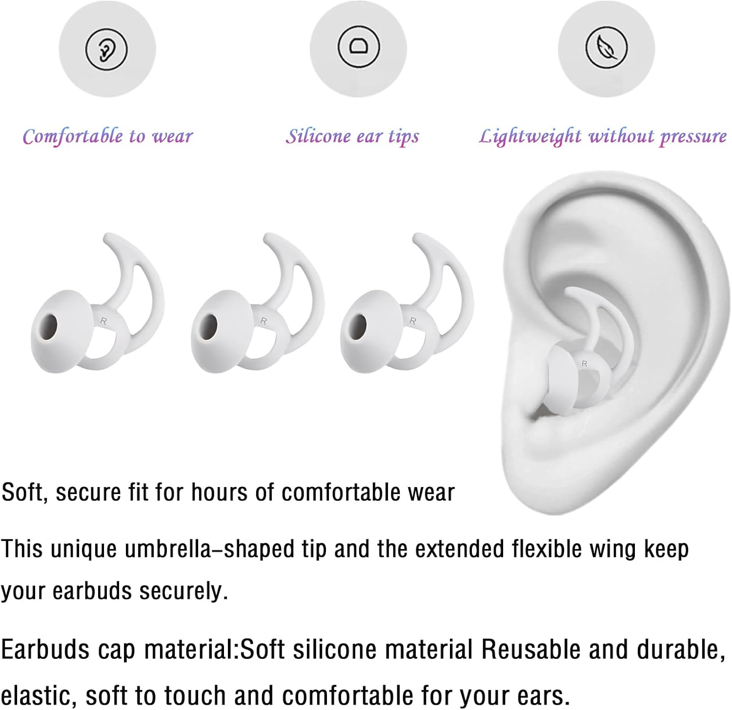 Medium Earbud Replacement Tips Silicone Ear Bud Tips Compatible with Bose Quietcomfort and Sport Headphone Ear Tips Earbud Cap 3 Pairs S M L