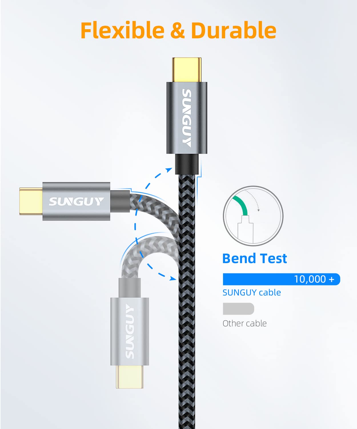 SUNGUY 10Gbps 5FT Micro B to USB C Hard Drive Cable, USB 3.1 USB C to Micro B, High-Speed External Hard Drive USB C Cable for iPhone 16 15 Pro/Pro Max, MacBook Pro/Air, WD Toshiba Westgate Seagate