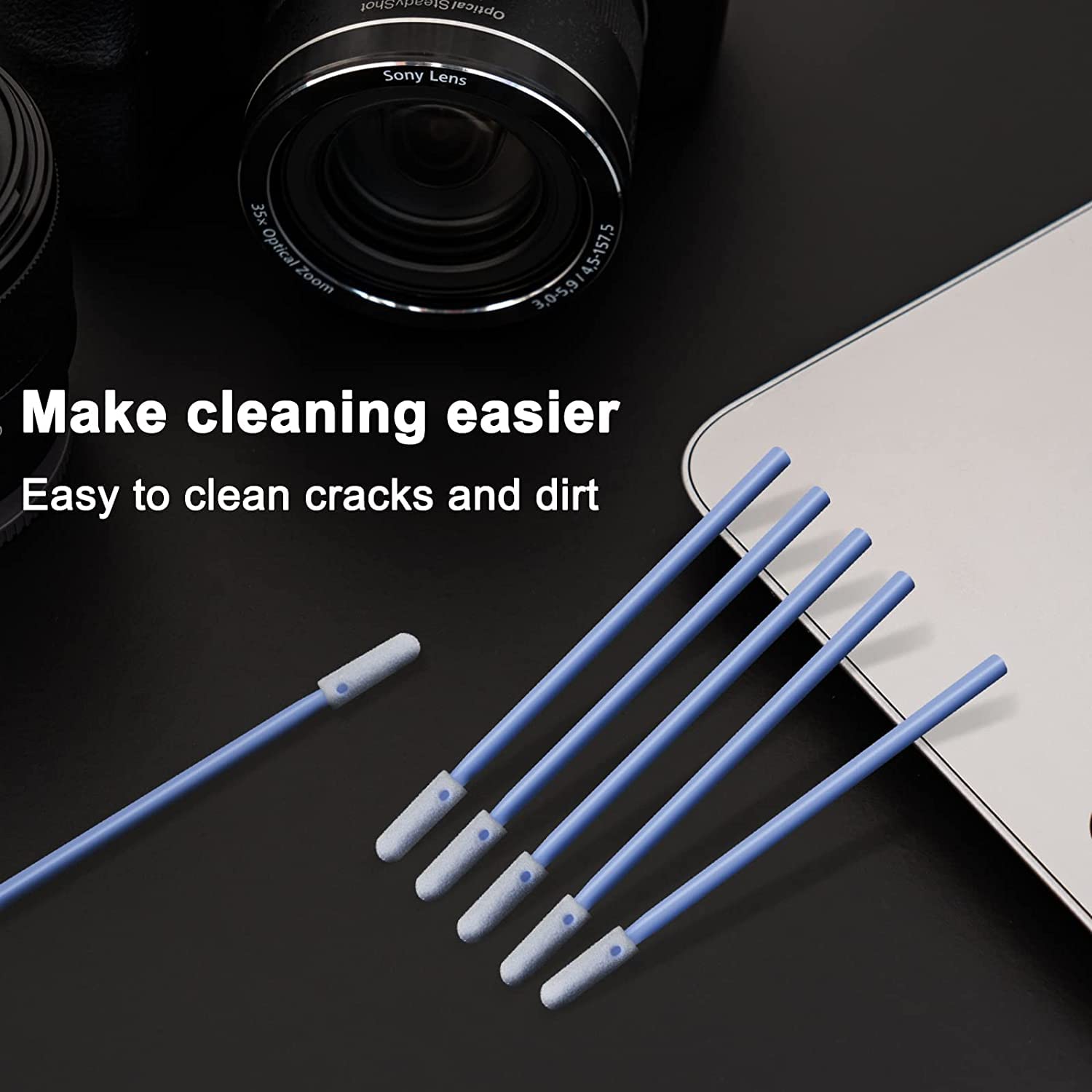 Wellgler's Foam Cleaning Swabs, Foam Swab Kits for Printers, Cameras, Optics, Guns, Electronics and Automotive Detail Swabs 200Pcs