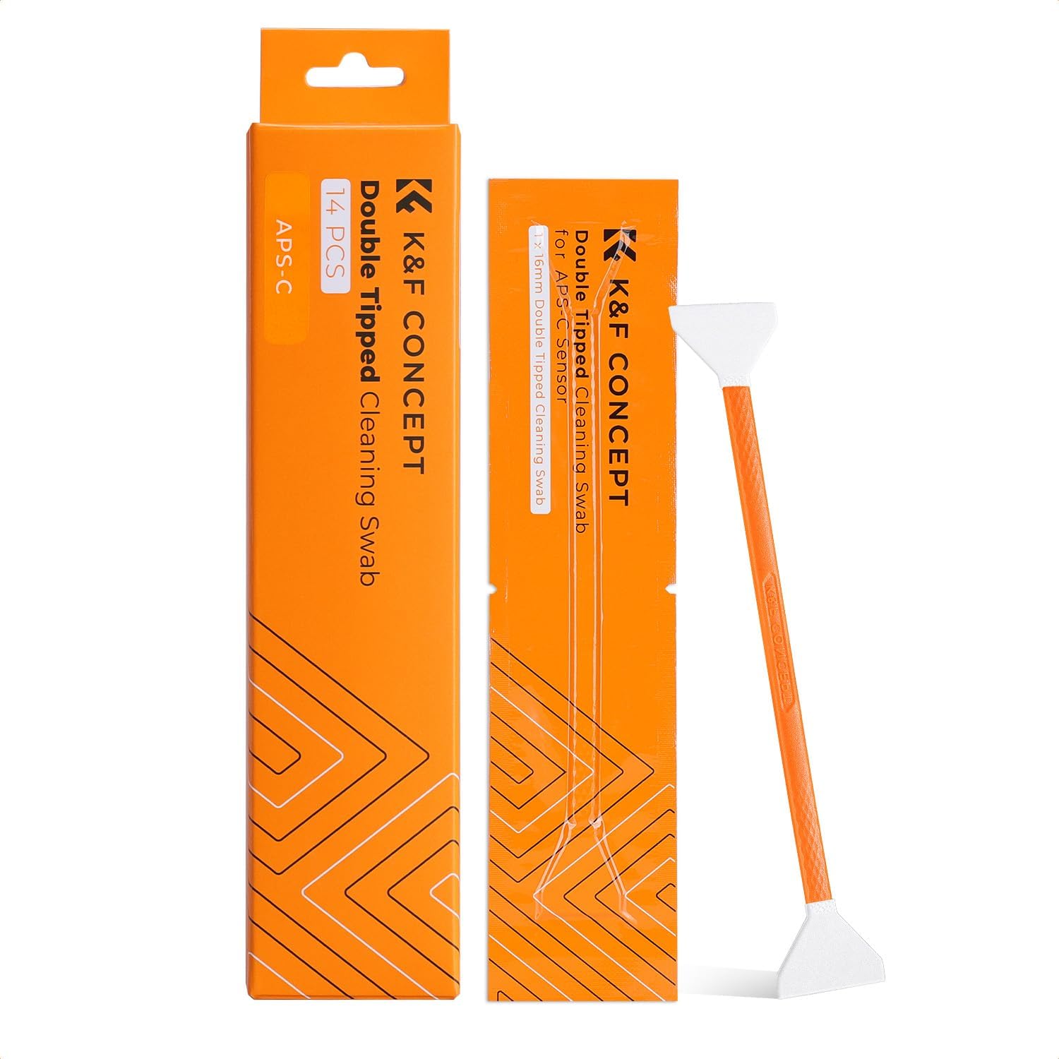 K&F Concept 14pcs Double Tipped 16mm APS-C Sensor Cleaning Swab, DSLR or SLR Digital Camera Cleaning kit and Full Frame Sensor Cleaning Swab